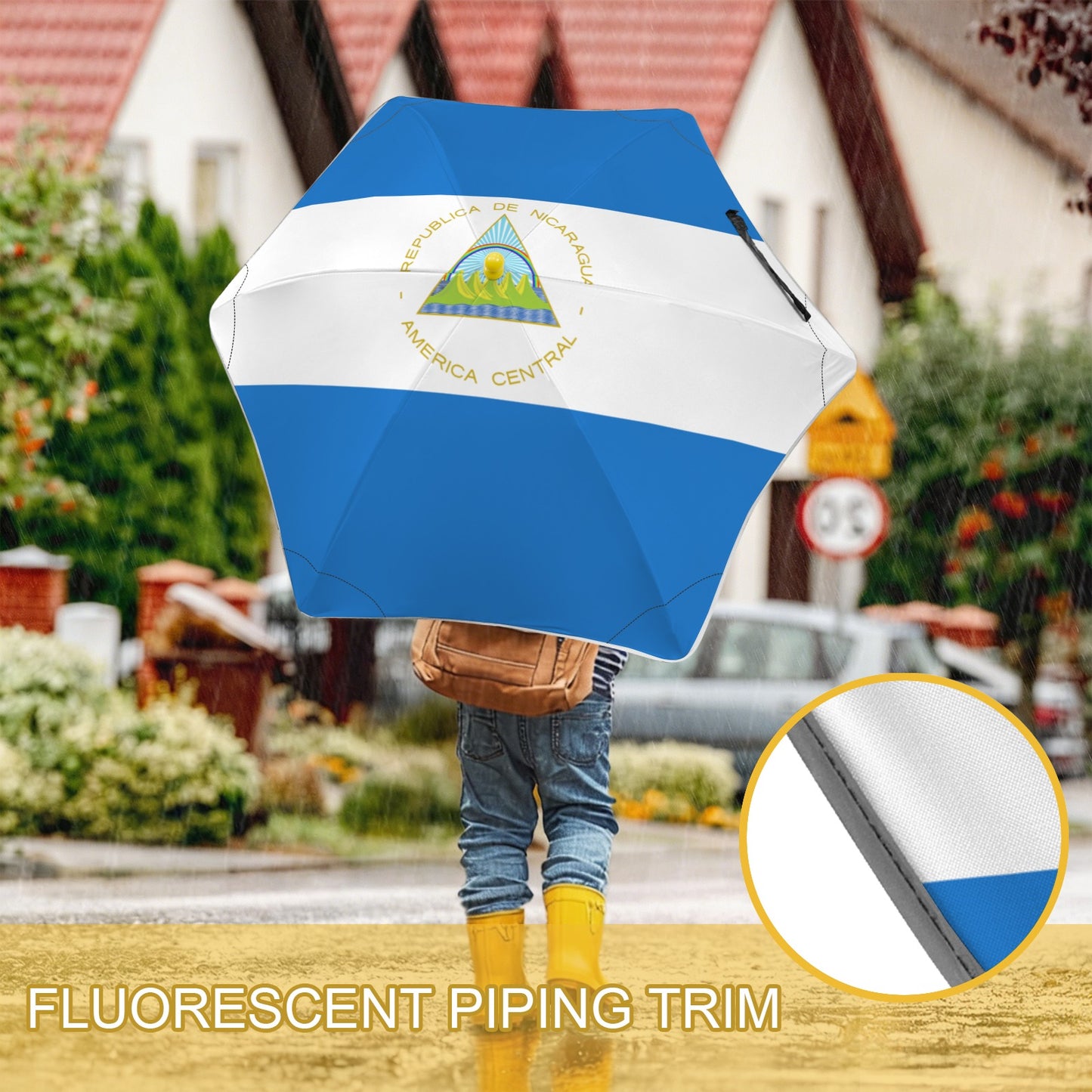 Nicaragua Flag Inspired Kids Safe Round Corner Umbrella