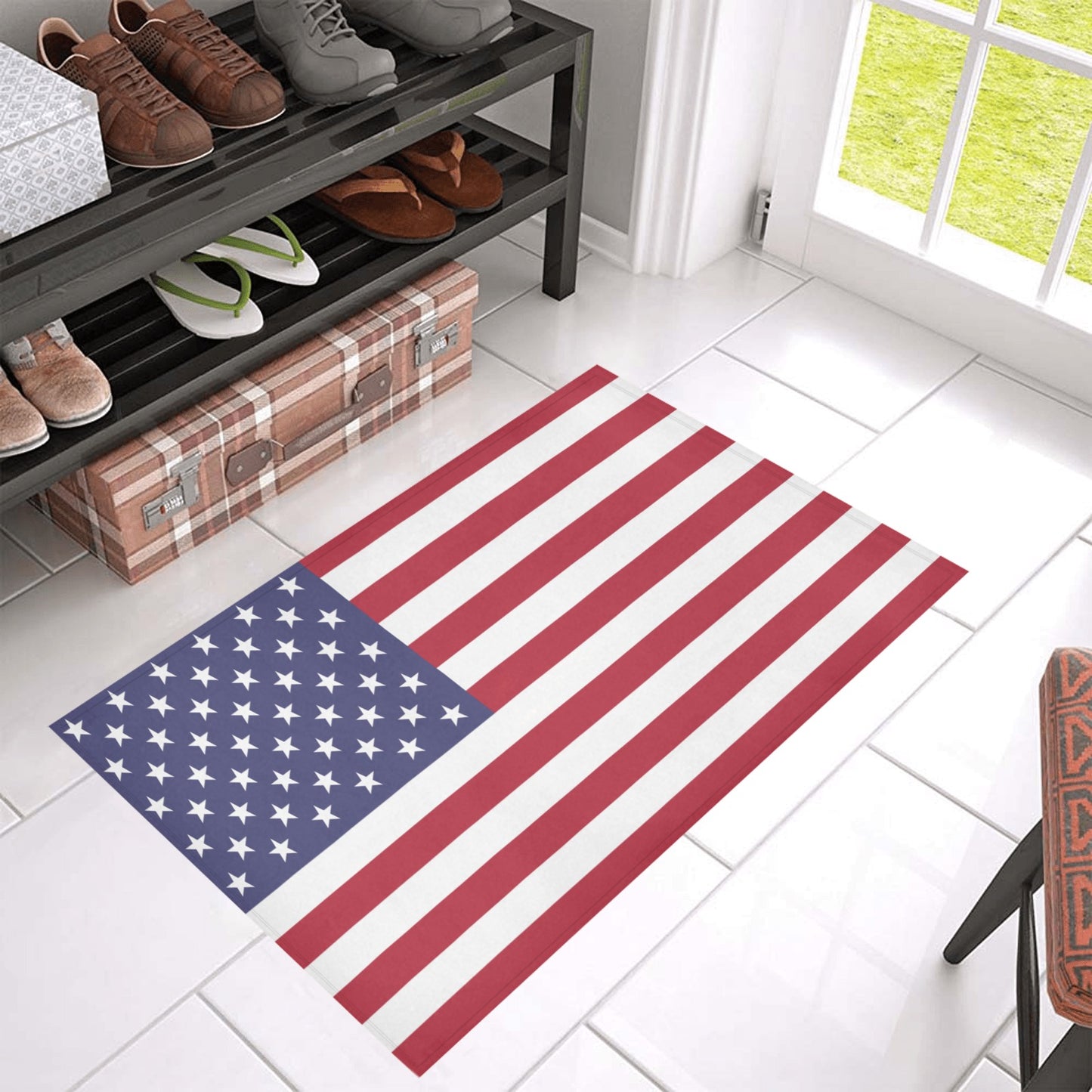 USA/American Flag Inspired Doormat 30" x 18" (Sponge Material)