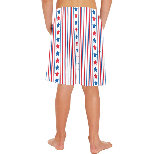 USA/American Flag Inspired Pattern Boys Beach Shorts