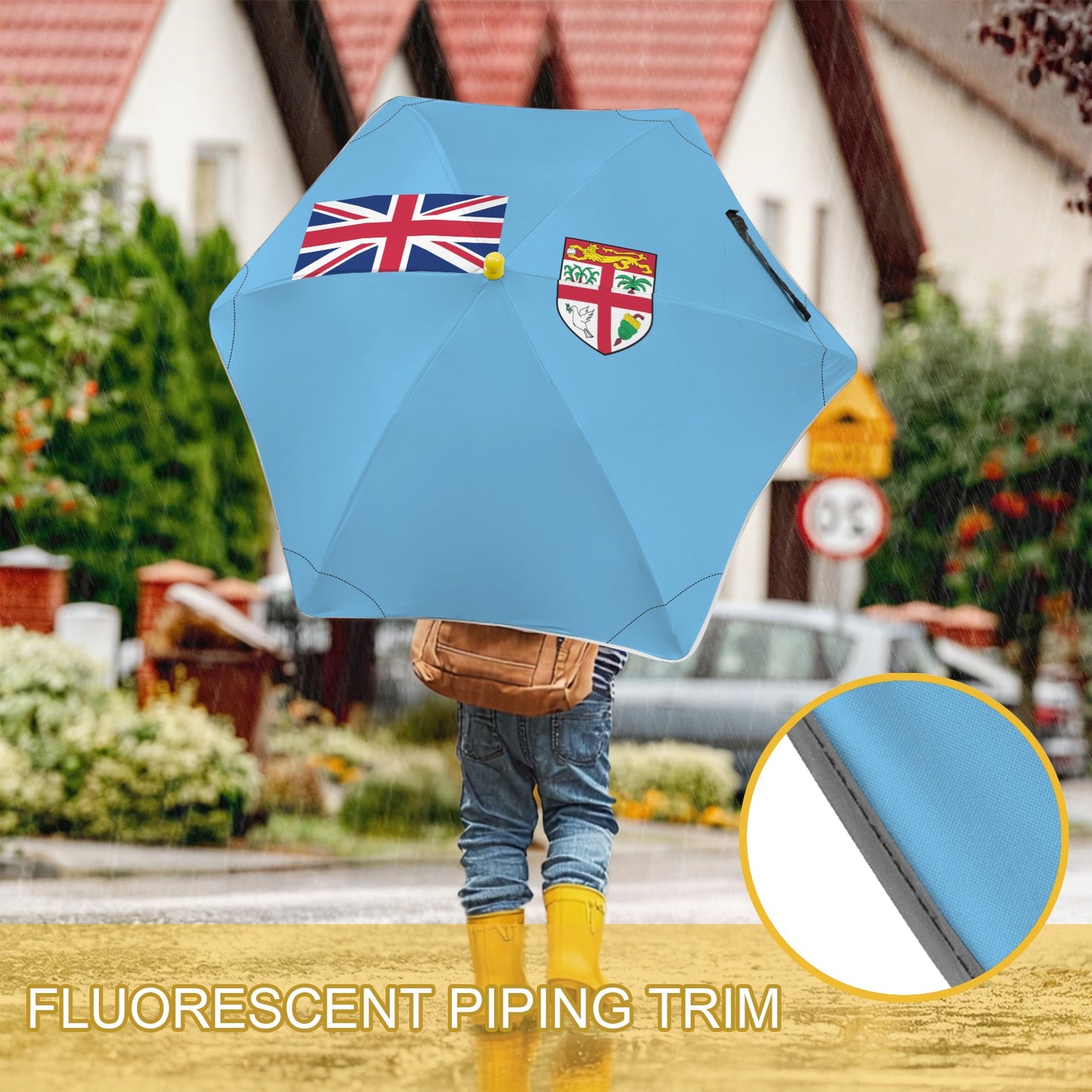 Fiji Flag Inspired Kids Safe Round Corner Umbrella