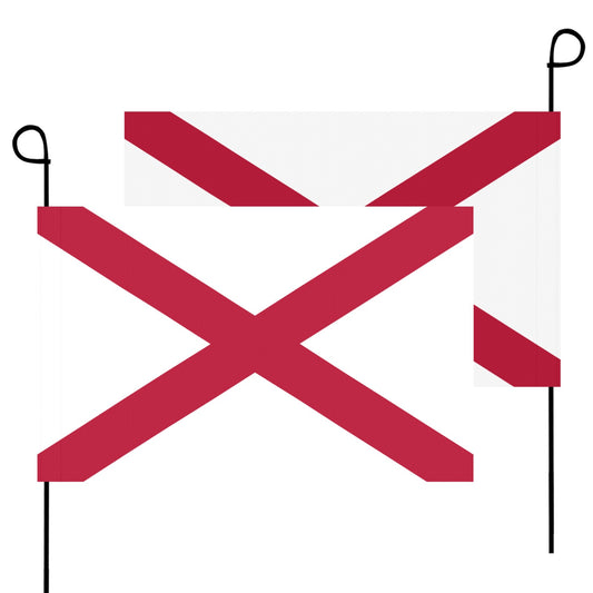 Luv My Flag garden flags with red diagonal cross.