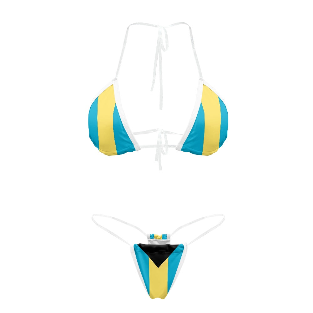 Bahamas Flag Inspired Transparent String Bikini