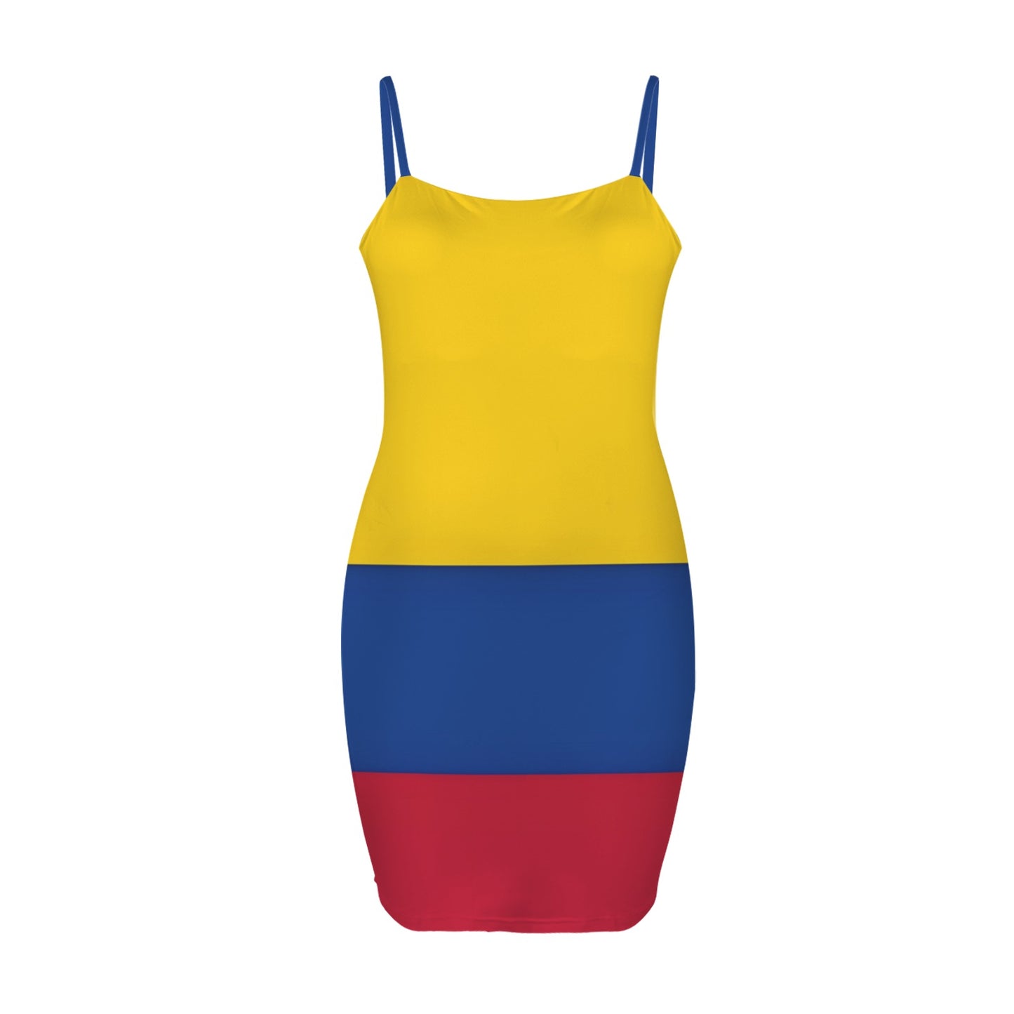 Colombia Flag Inspired Backless Spaghetti Strap Bodycon Dress