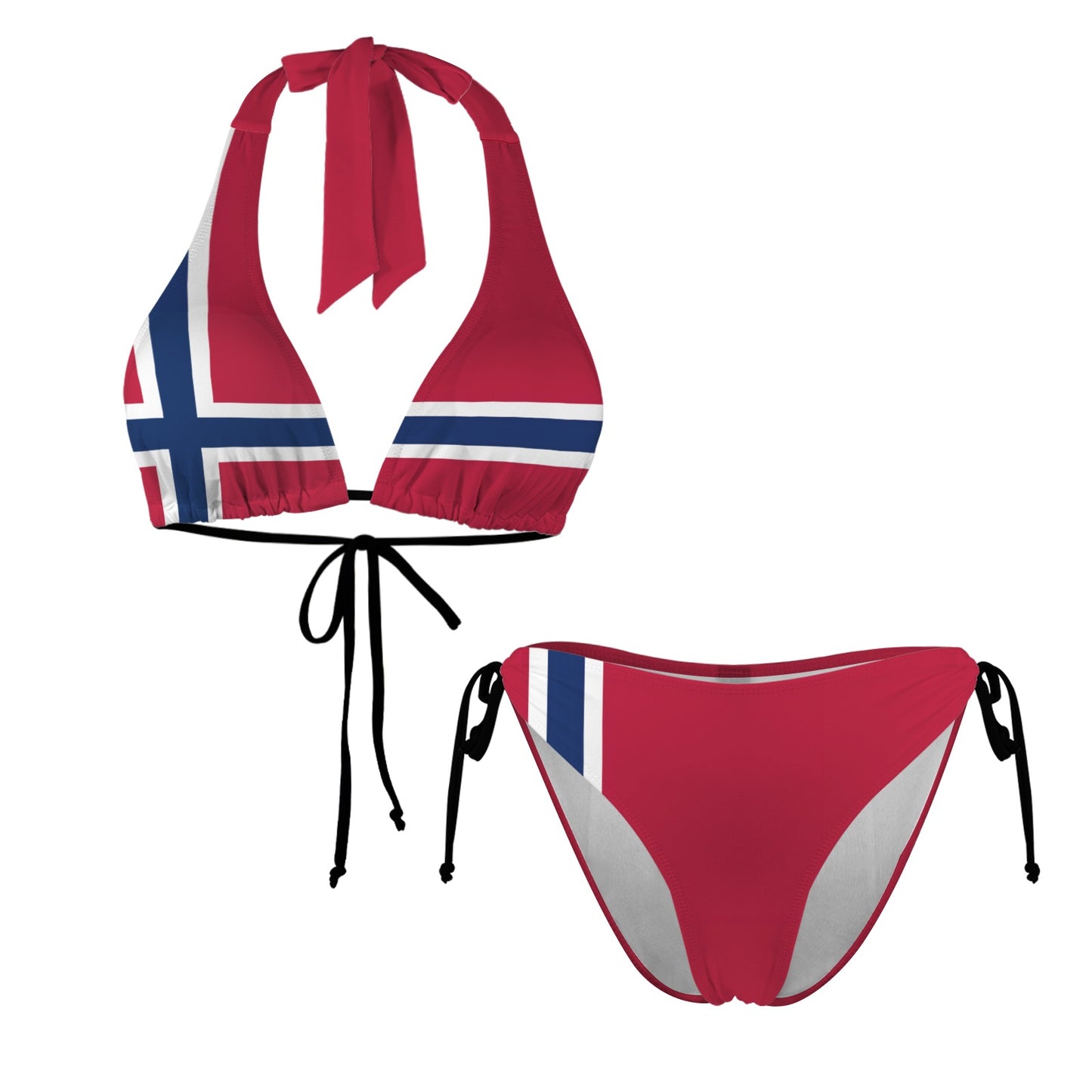 Norway Flag Inspired Halterneck String Bikini Sets