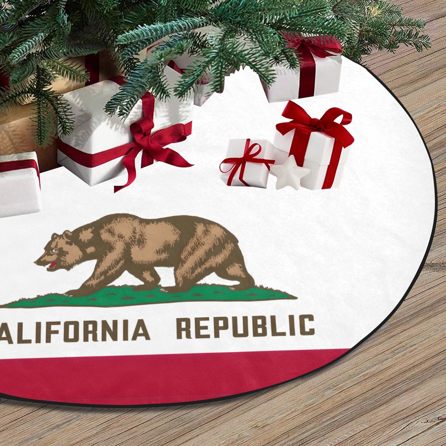 California Flag Thick Christmas Tree Skirt 47" x 47"