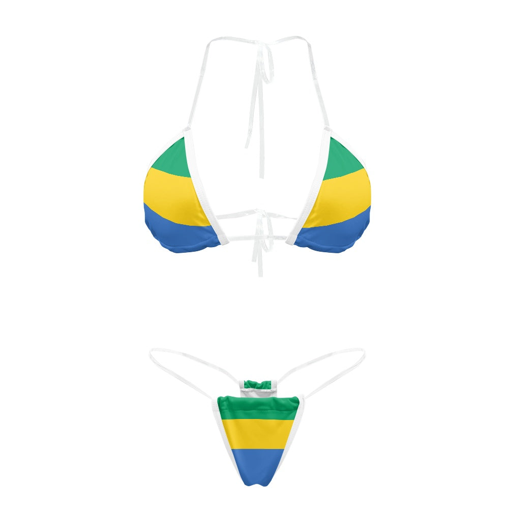 Gabon Flag Inspired Transparent String Bikini