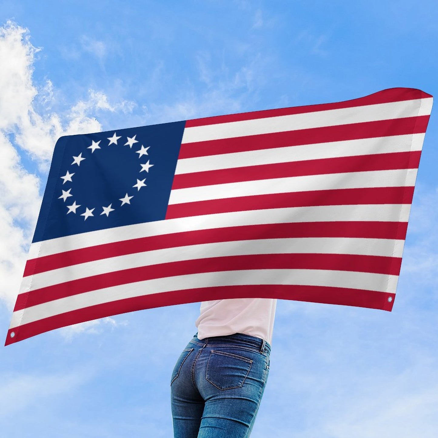 Betsy Ross Flag Inspired Wall Mount Flag with Four Grommets (35x59 in)