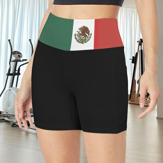 Mexico Flag Inspired Pocket Yoga Active Shorts