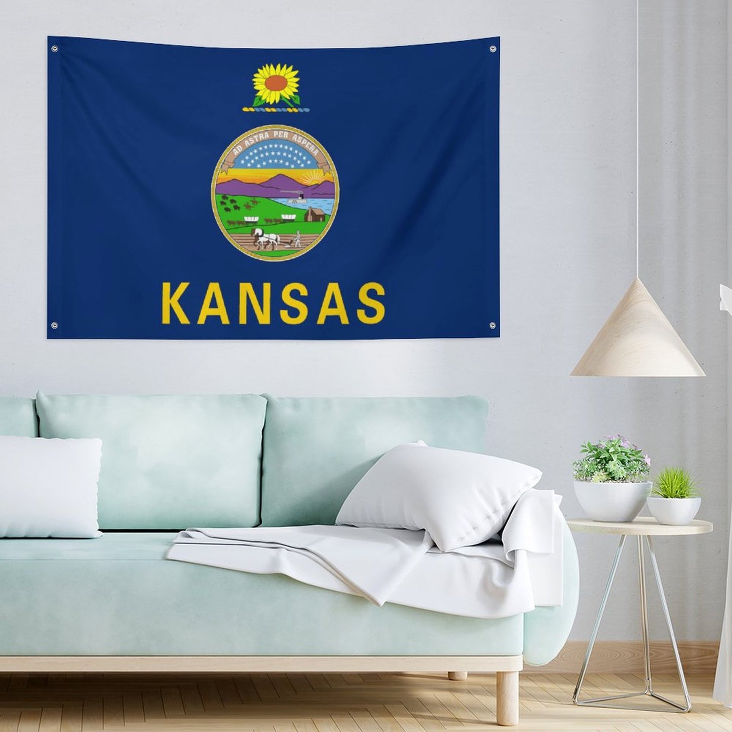 Kansas Flag Inspired Wall Mount Flag with Four Grommets (35x59 in)