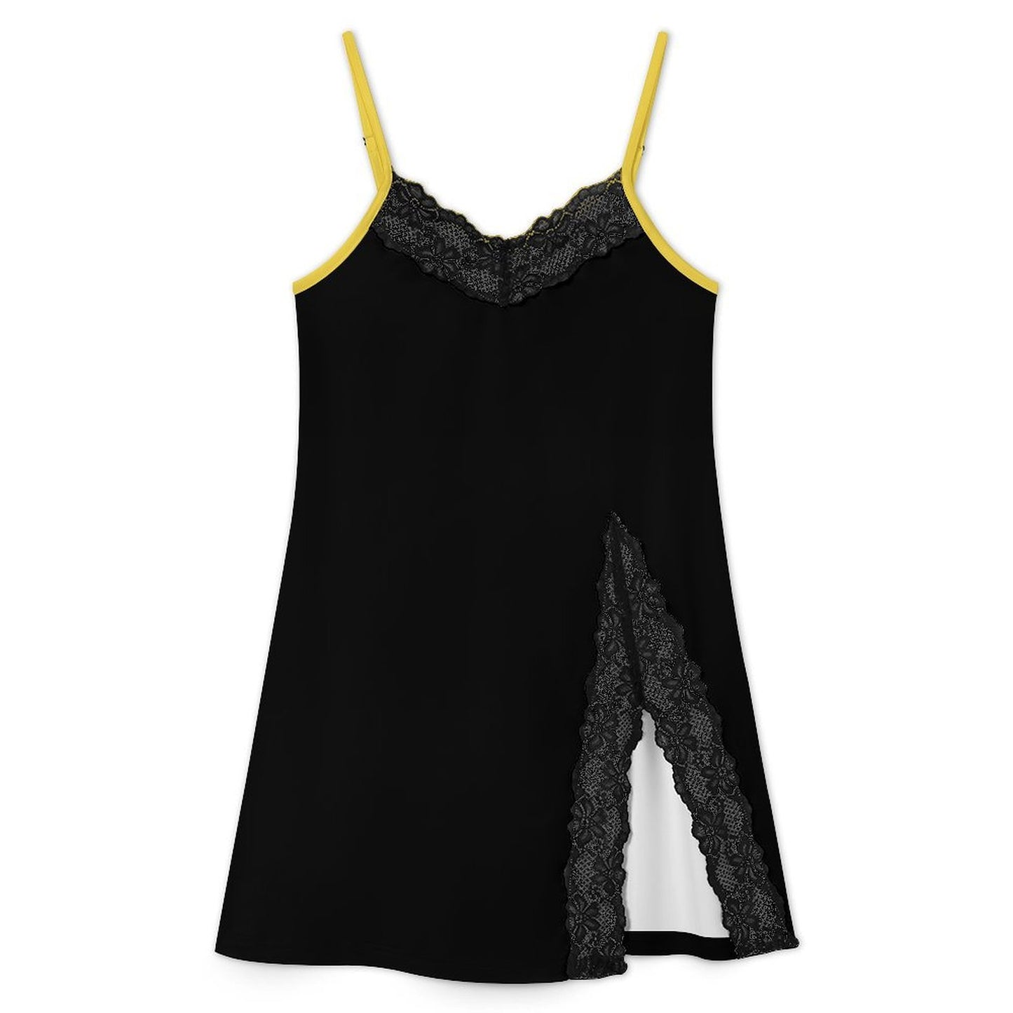 Thin Gold Line Flag Inspired Women's Lace Slit Cami Pajama Dress