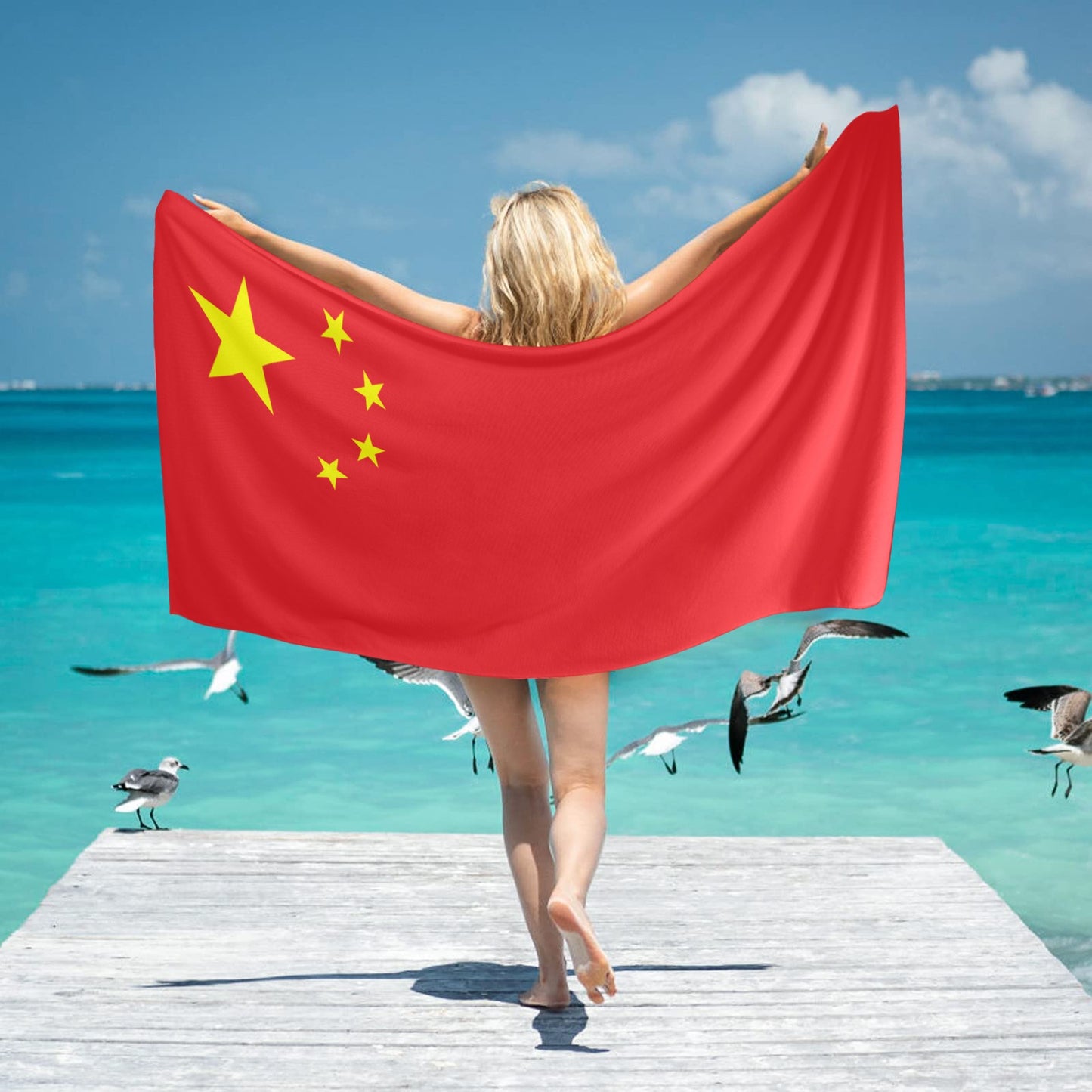 China Flag Beach Towel 31"x71" (Made in USA)