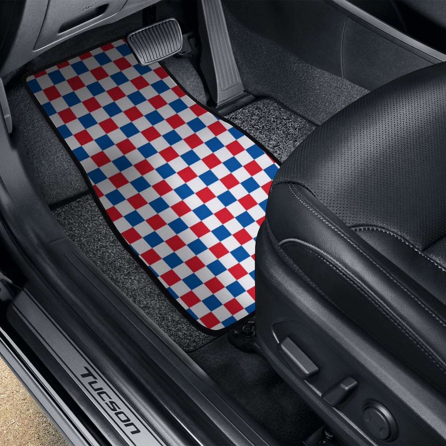 USA/American Flag Inspired Checkered Pattern Car Floor Mats(4pcs)