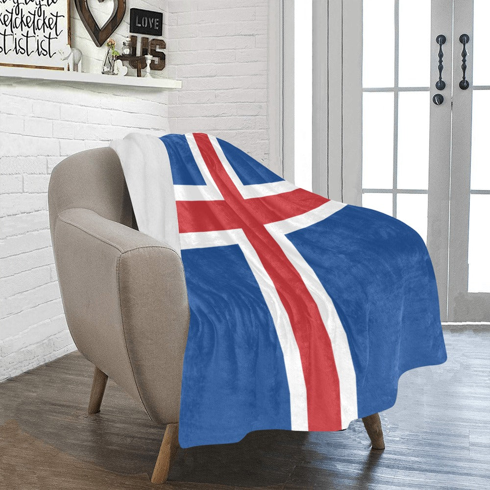 Cozy chair with Iceland flag throw by Luv My Flag.