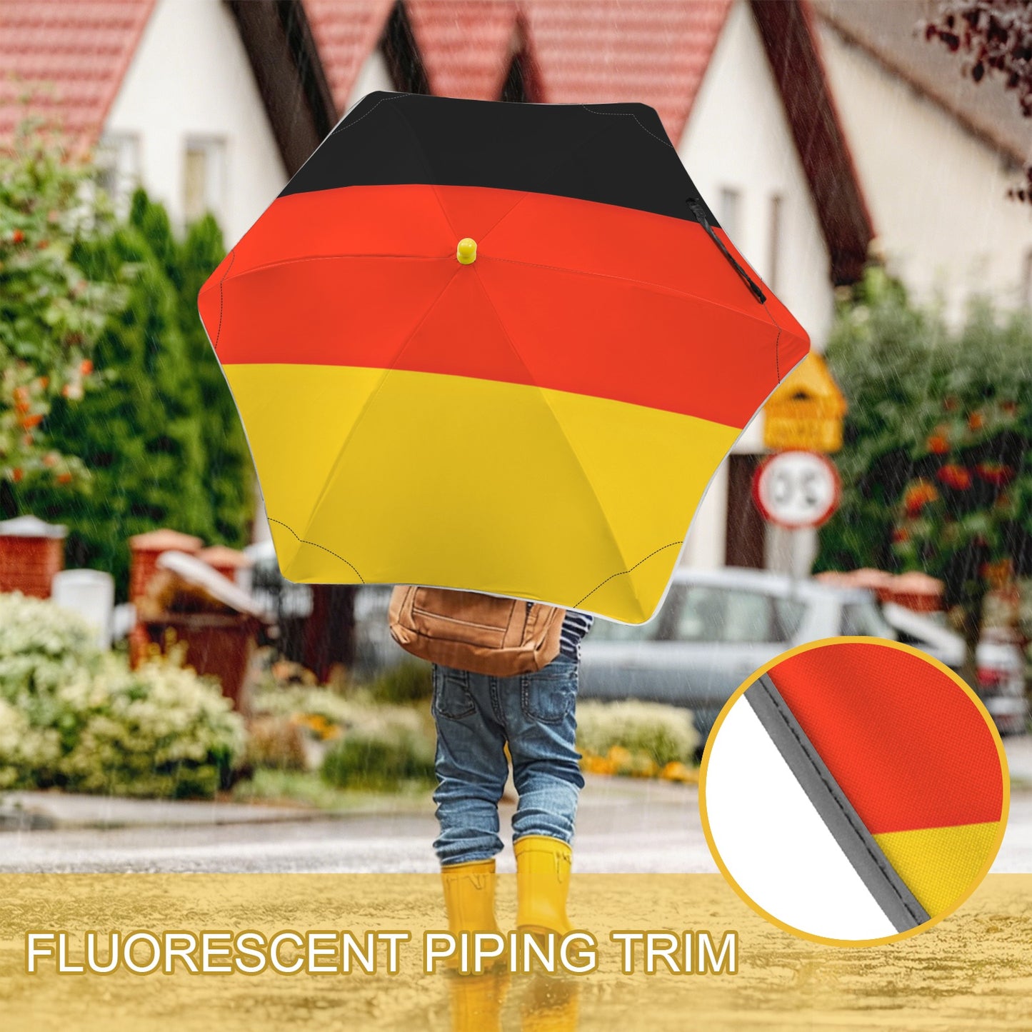 Germany Flag Inspired Kids Safe Round Corner Umbrella