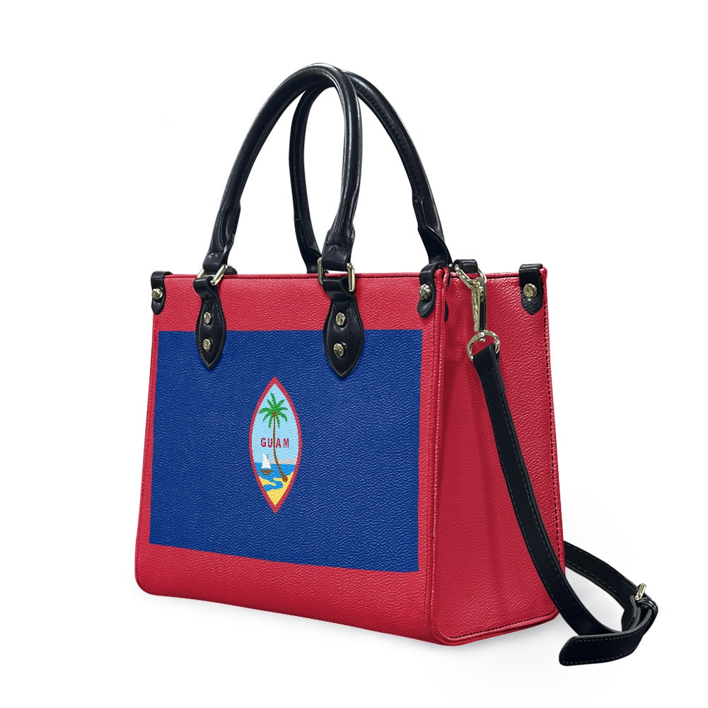 [Brand] handbag featuring Guam flag design, red and blue.