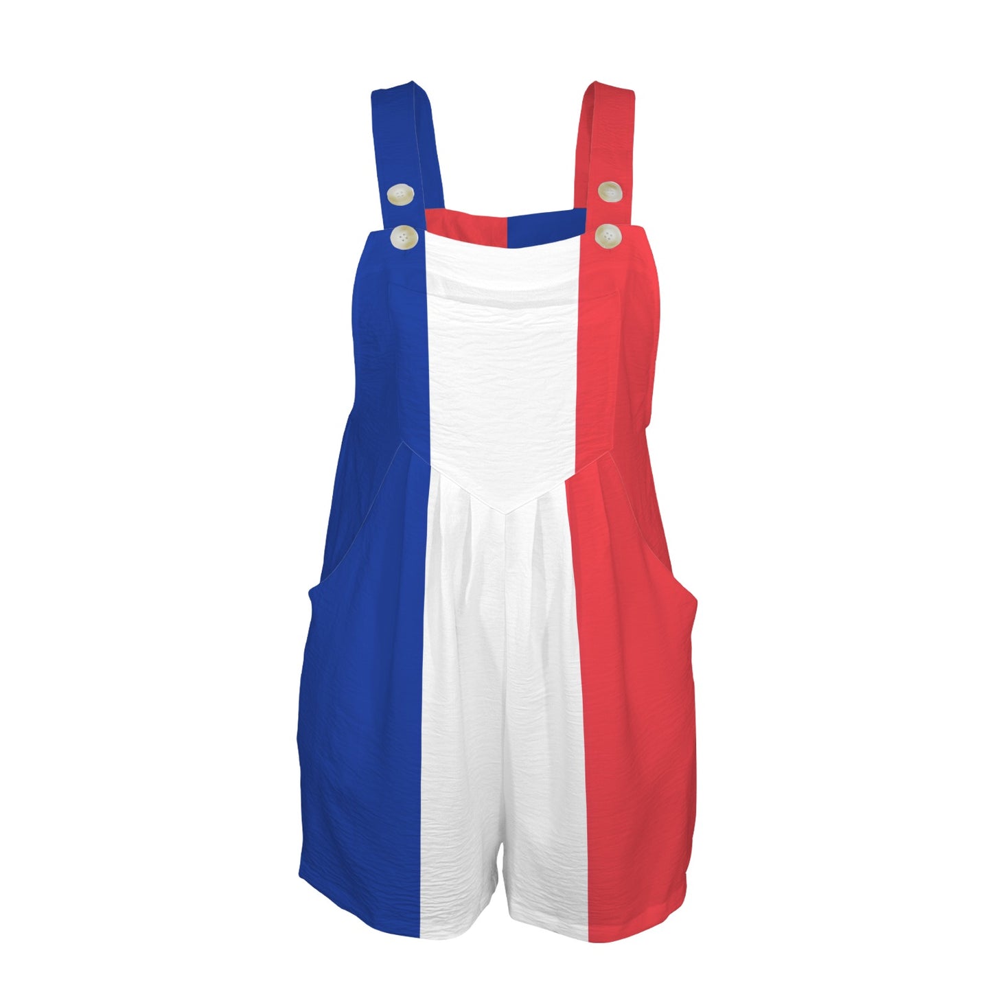 France Flag Inspired Pocket Bib Short Romper