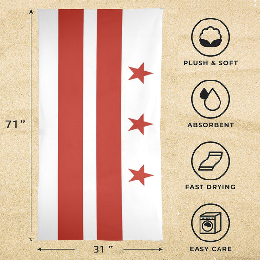Washington DC Flag Beach Towel 31"x71" (Made in USA)