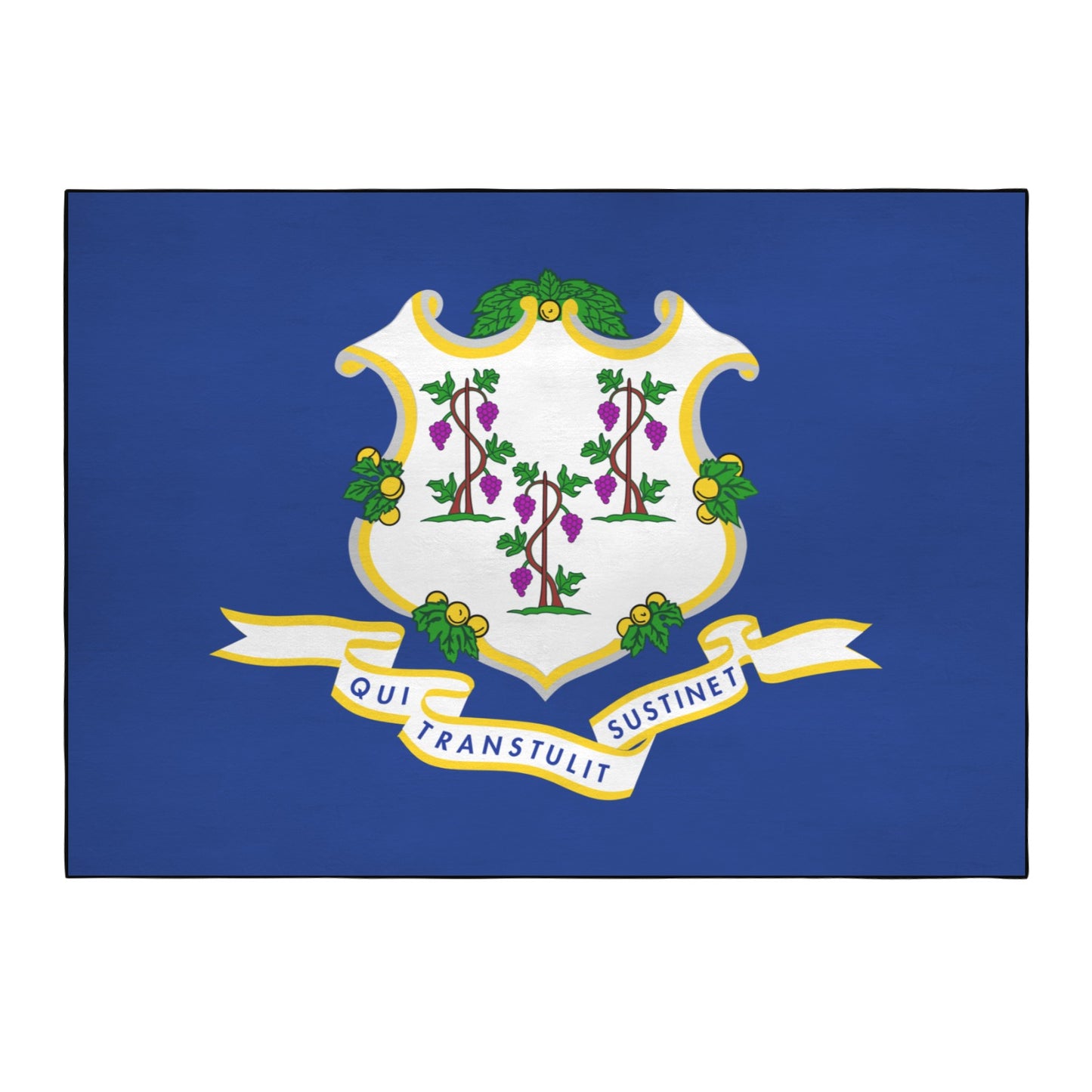 Connecticut Flag Inspired 84x60 Inch Area Rug with Black Binding (Made in the USA)