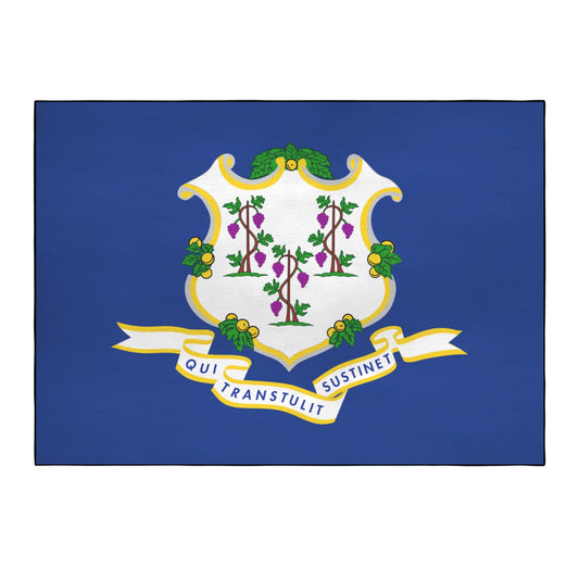 Connecticut Flag Inspired 84x60 Inch Area Rug with Black Binding (Made in the USA)