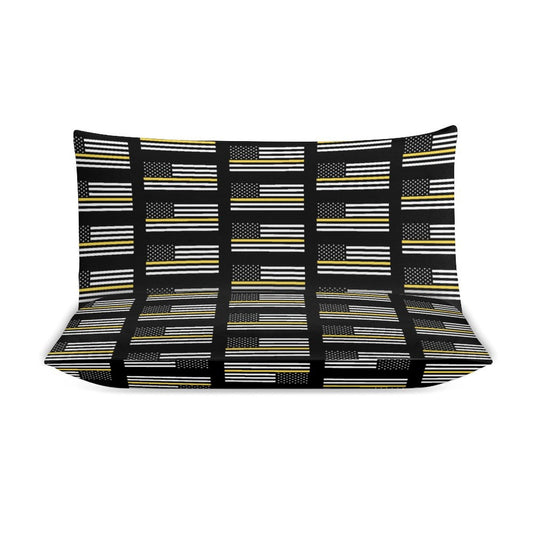Thin Gold Line Flag Inspired 3-Piece Bedding Set (1 Duvet Cover + 2 Pillow Shams) – 102"×90"