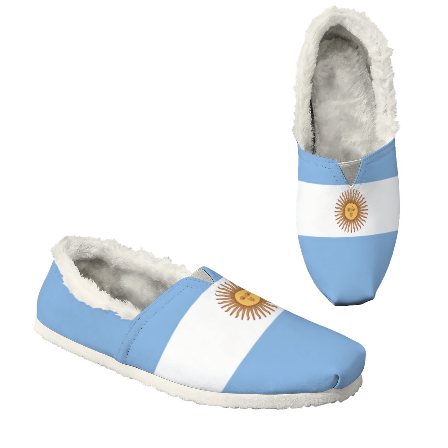 Argentina Flag Inspired Women's Fleece-Lined Canvas Slip-On