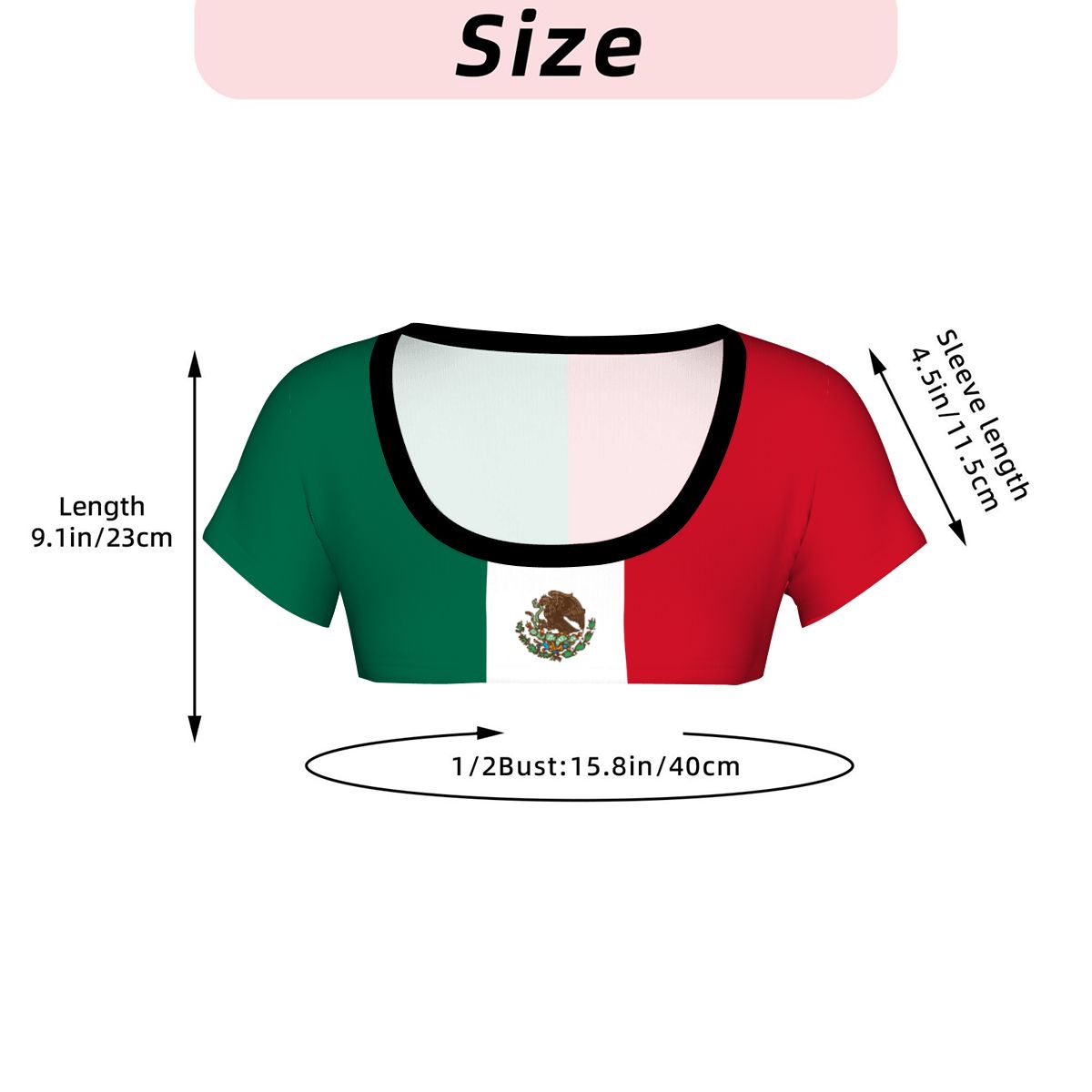 Mexico Flag Inspired Women's 1/2 Cut Short Sleeve T-Shirt