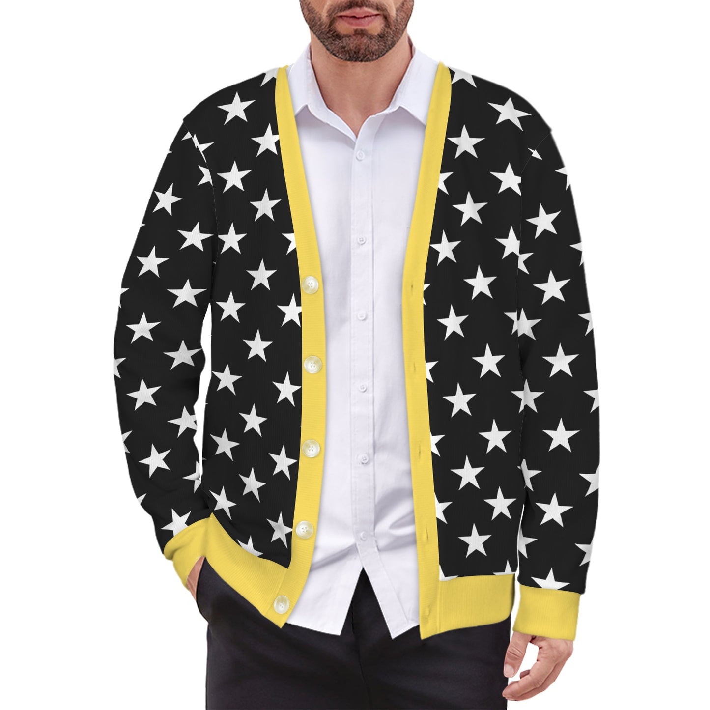Thin Gold Line Flag Inspired Men's Cardigan