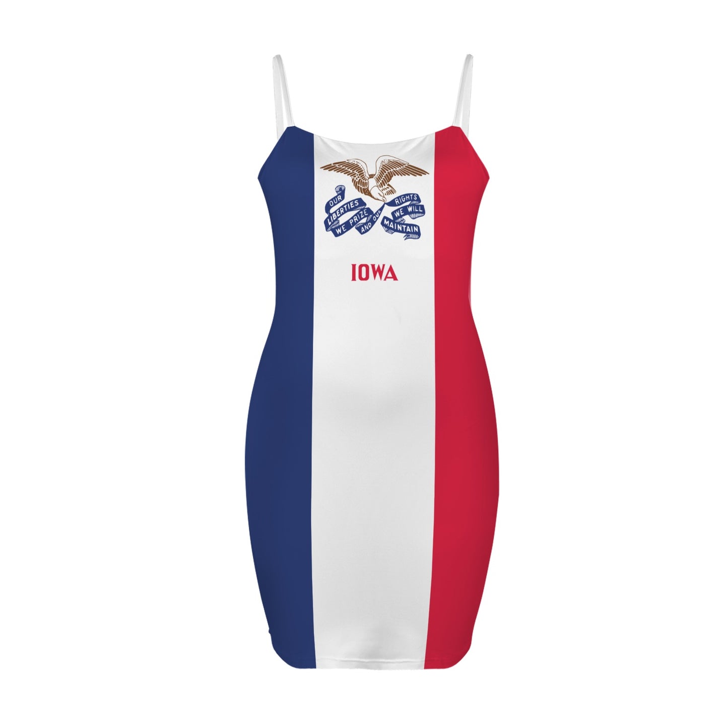 Iowa Flag Inspired Backless Spaghetti Strap Bodycon Dress