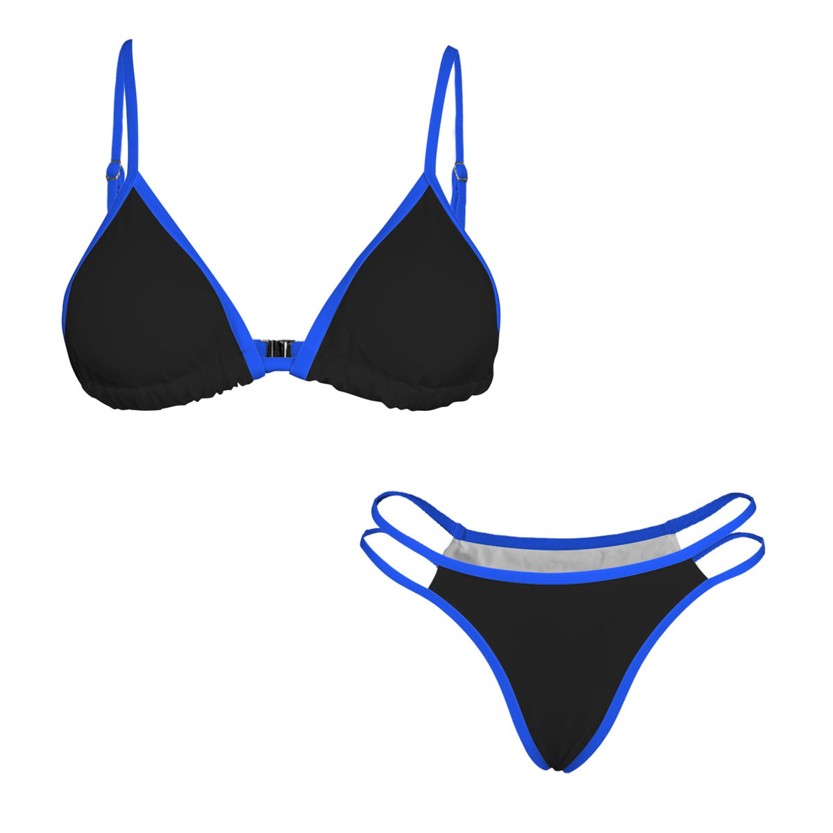 Thin Blue Line Flag Inspired Double-Strap Triangle Bikini Set