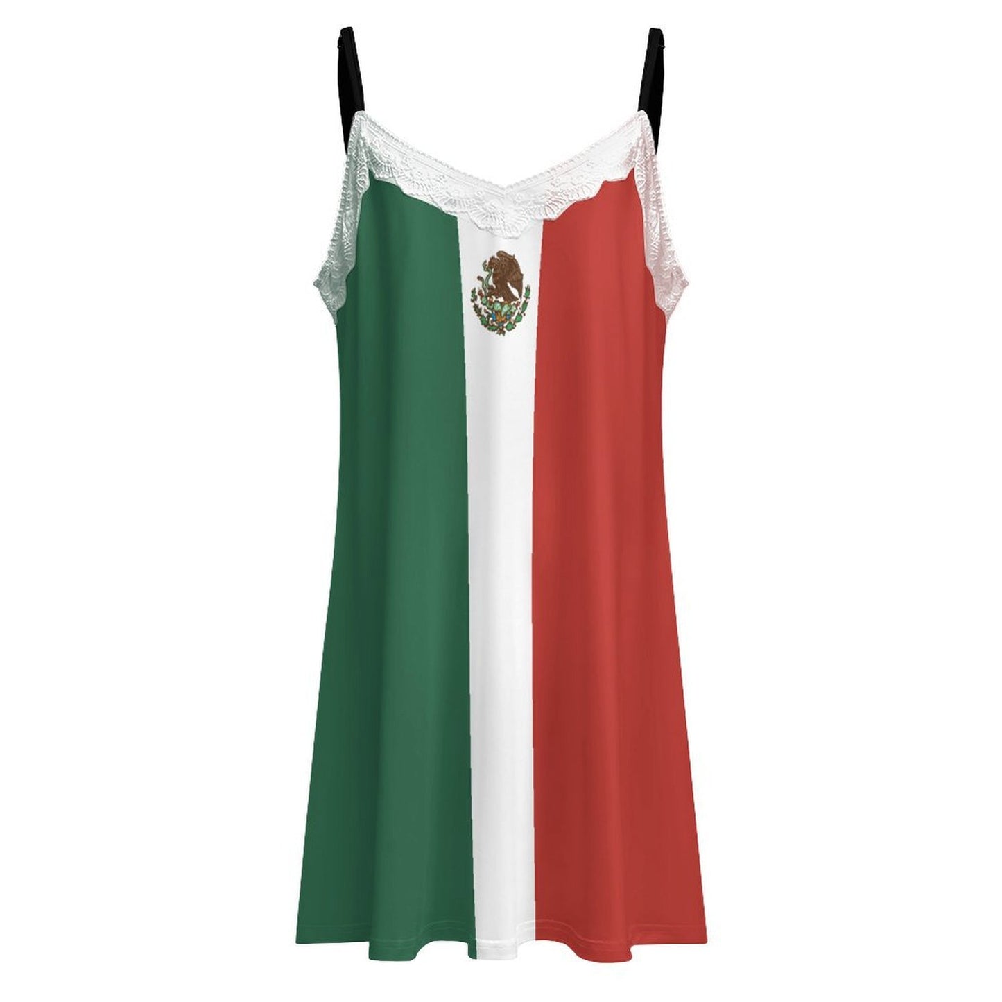 Mexico Flag Inspired Lace Trim Camisole Nightgown