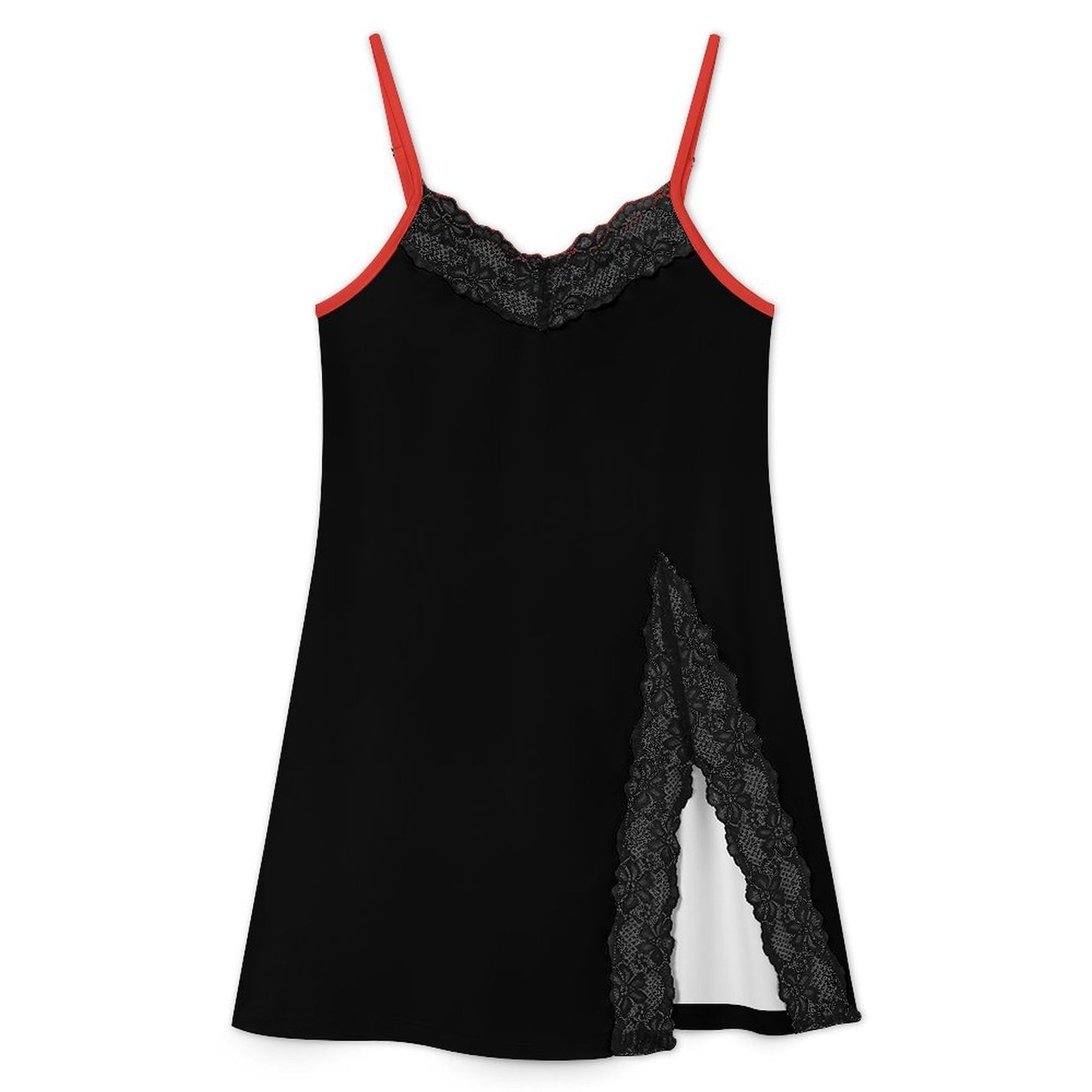 Thin Red Line Flag Inspired Women's Lace Slit Cami Pajama Dress