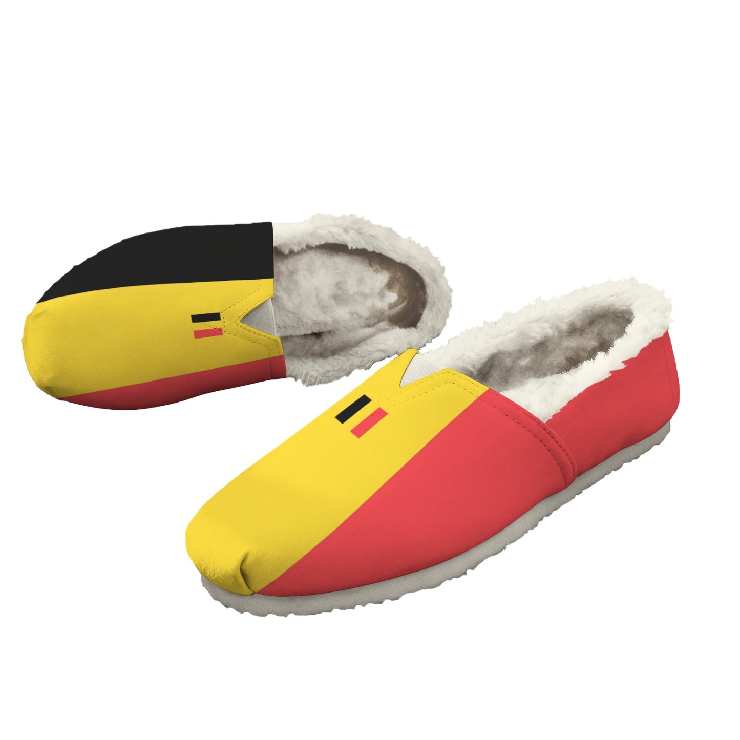 Belgium Flag Inspired Women's Fleece-Lined Canvas Slip-On