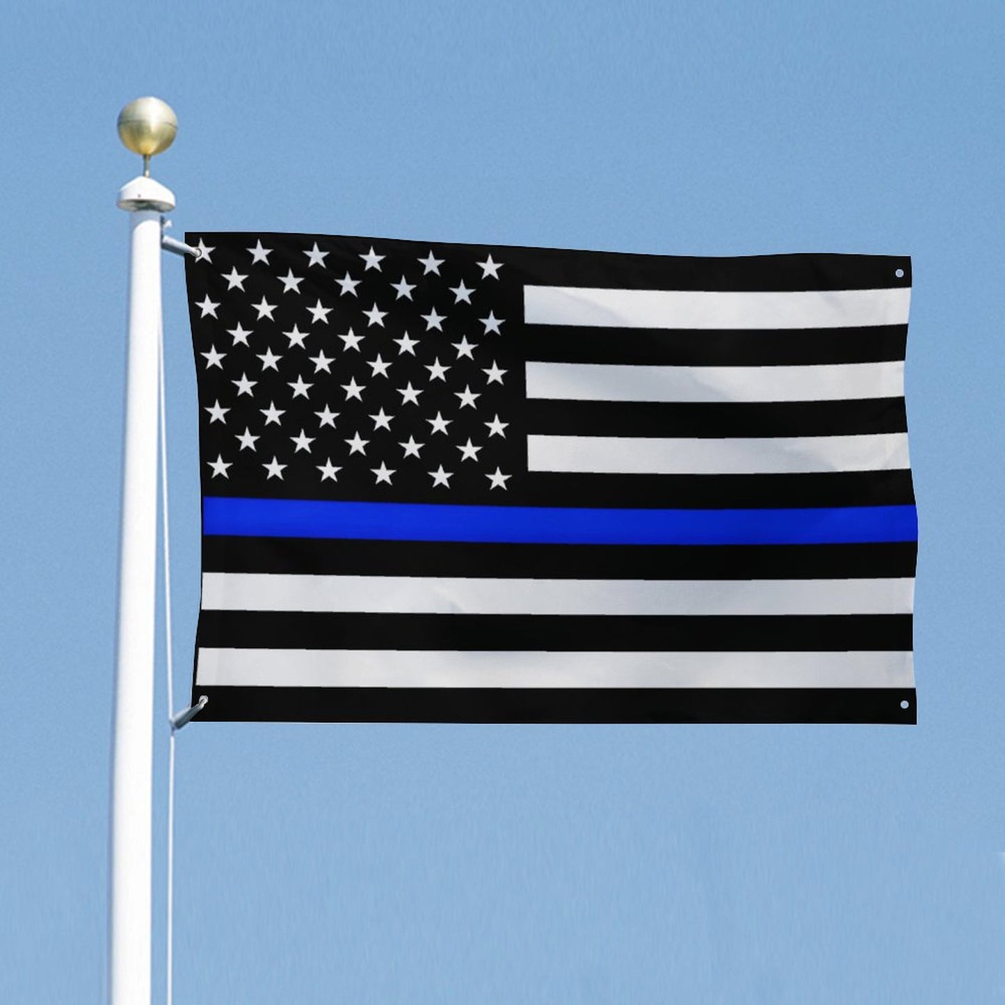 Thin Blue Line Flag Inspired Wall Mount Flag with Four Grommets (35x59 in)