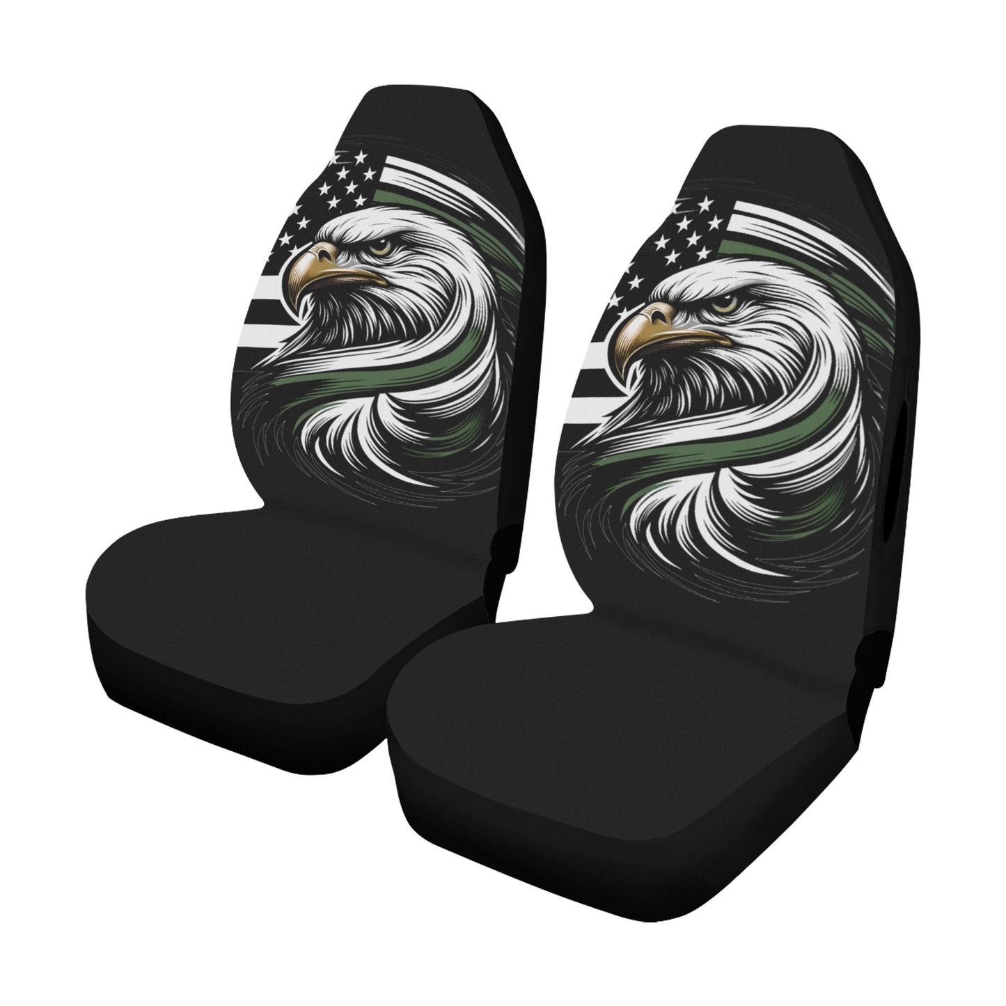 Thin Green Line Eagle Car Seat Cover Airbag Compatible(Set of 2)
