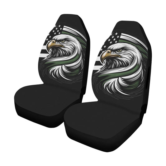 Thin Green Line Eagle Car Seat Cover Airbag Compatible(Set of 2)