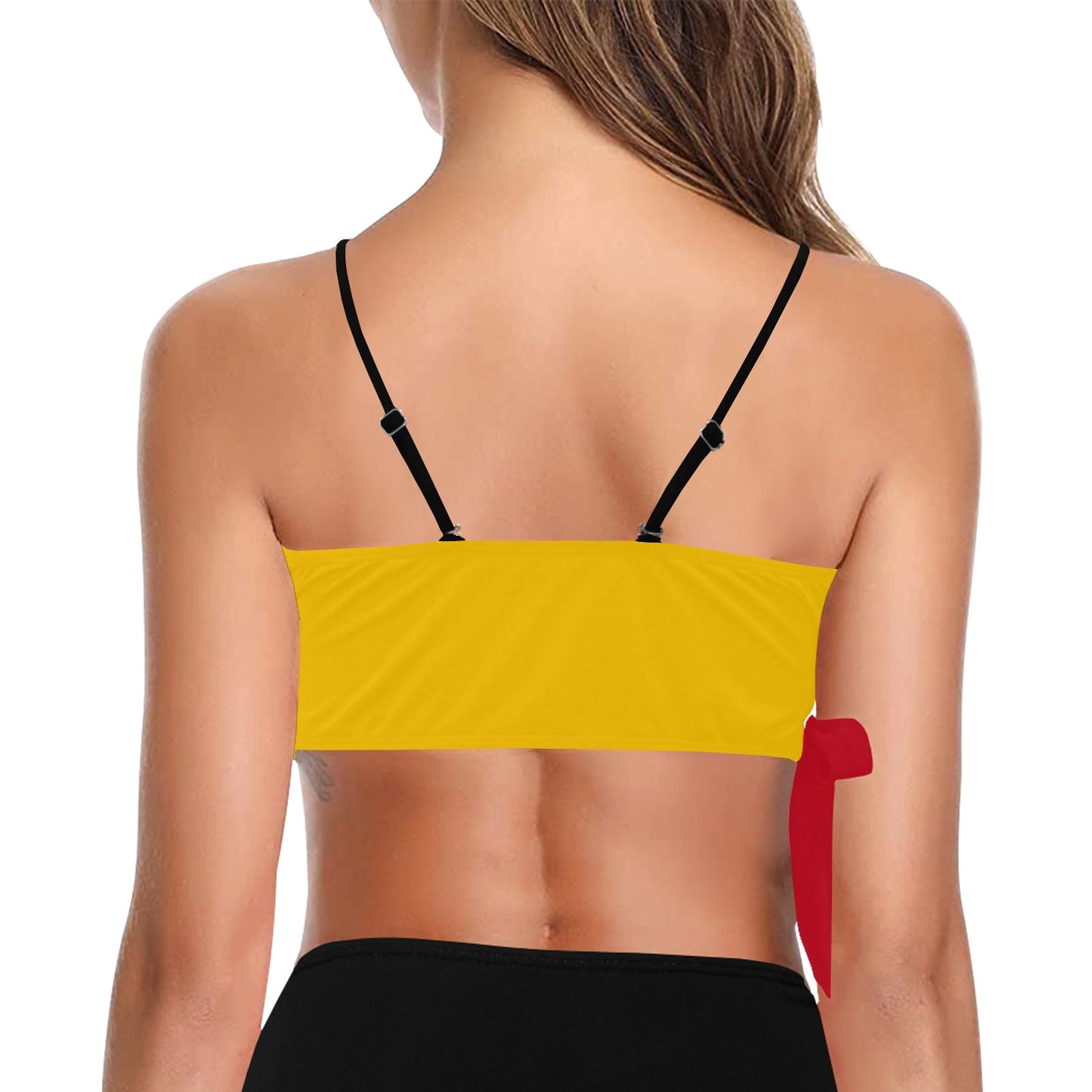 Spain Flag Inspired Knot Side Bikini Top