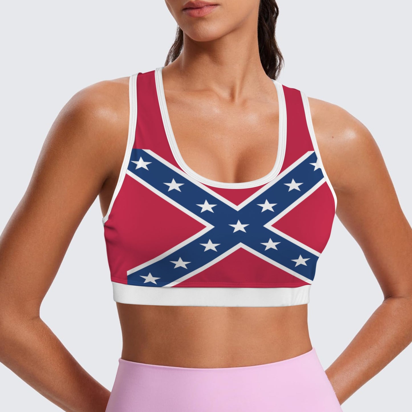 Confederate Battle Flag Racerback Sports Bra
