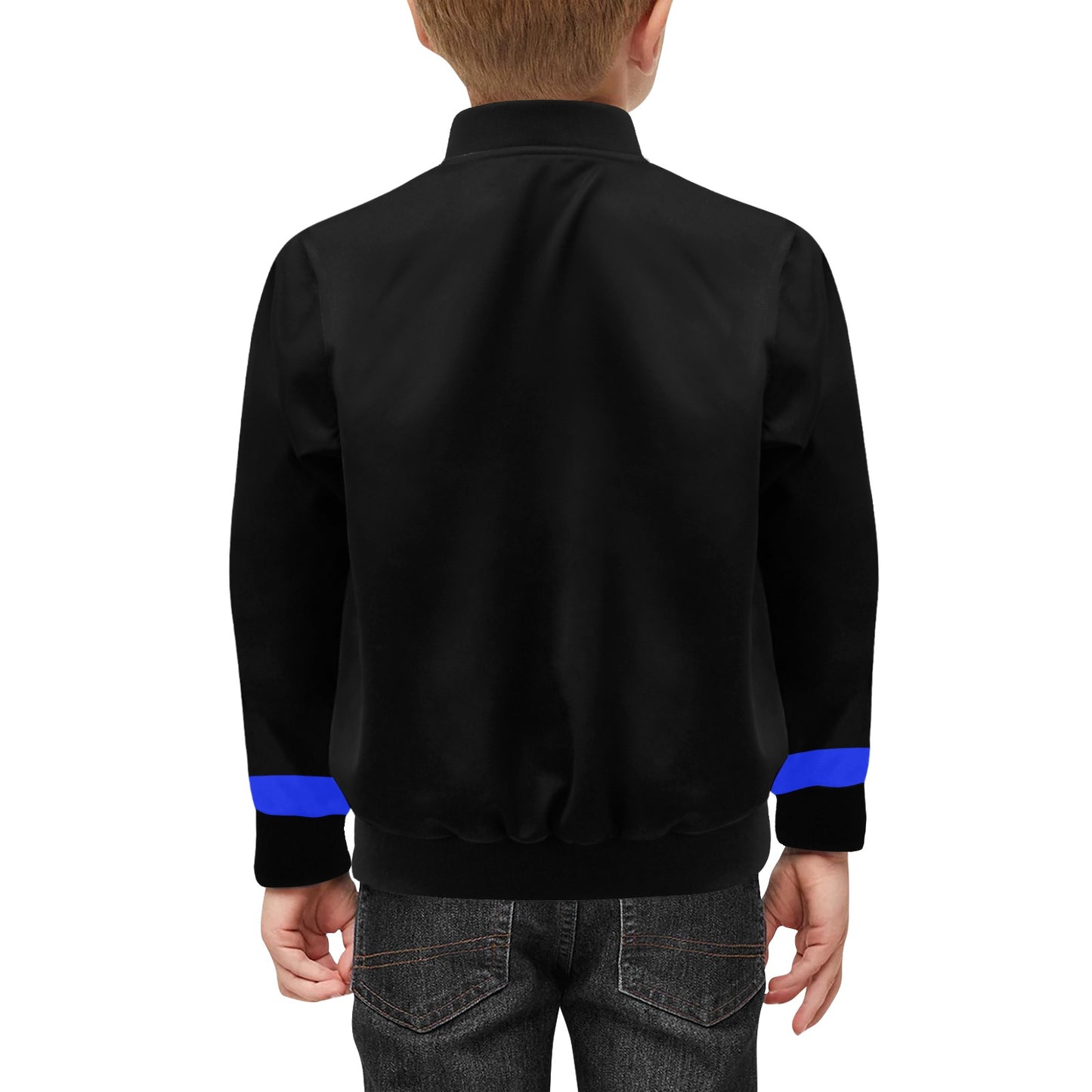 Thin Blue Line Flag Inspired Kids' Bomber Jacket with Pockets
