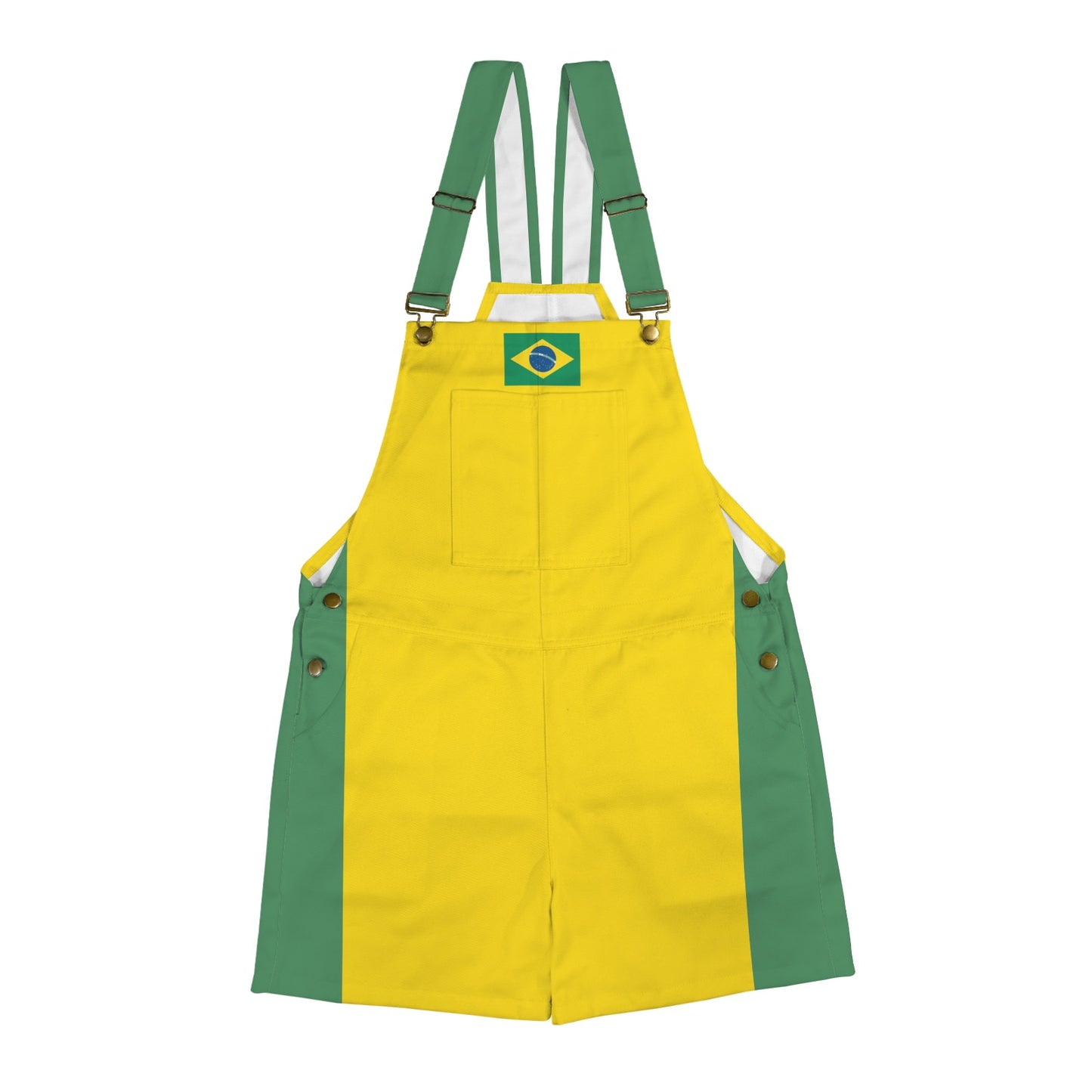 Brazil Flag Inspired Unisex Suspender Jumpsuit