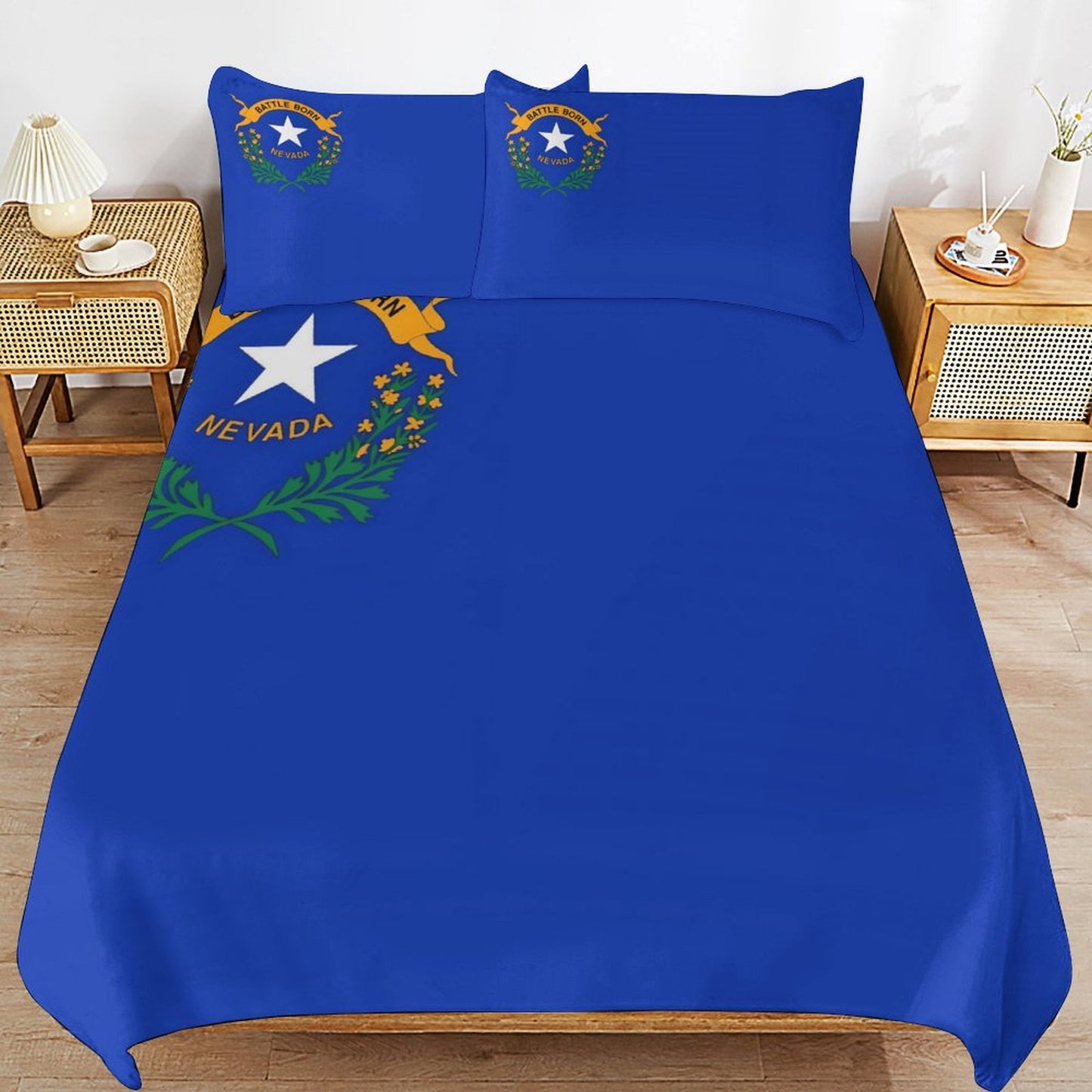 Nevada Flag Inspired 3-Piece Bedding Set (1 Duvet Cover + 2 Pillow Shams) – 102"×90"