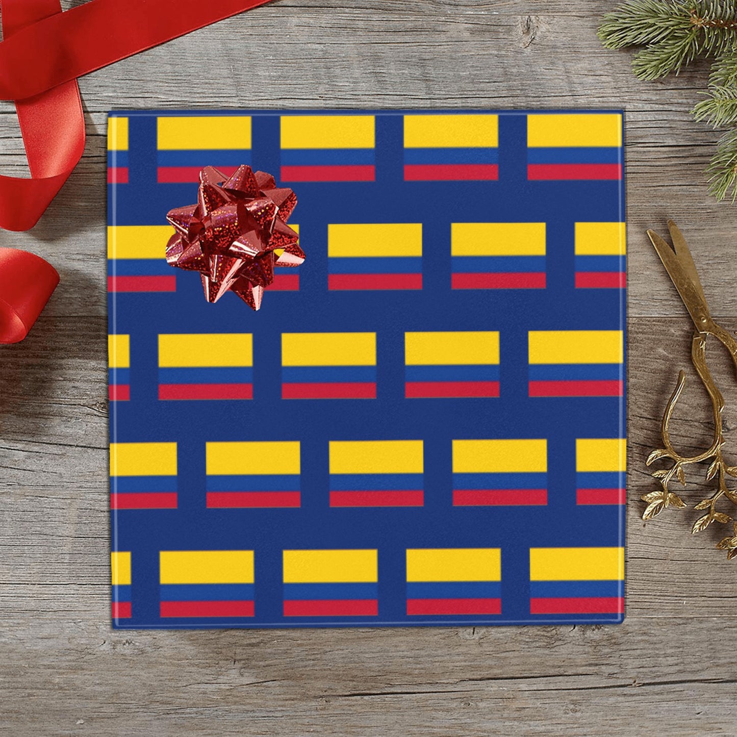 Colombia Flag Custom Gift Wrapping Paper 58"x 22.5" (4 Rolls)