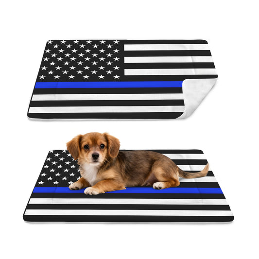 Thin Blue Line Flag Inspired Pet Mat 25x18inch (Made in the USA)