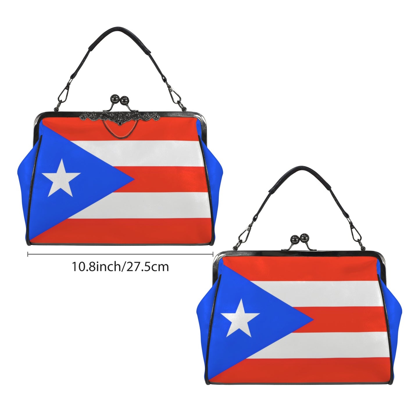 Puerto Rico Flag Inspired Kisslock Crossbody Shoulder Bag