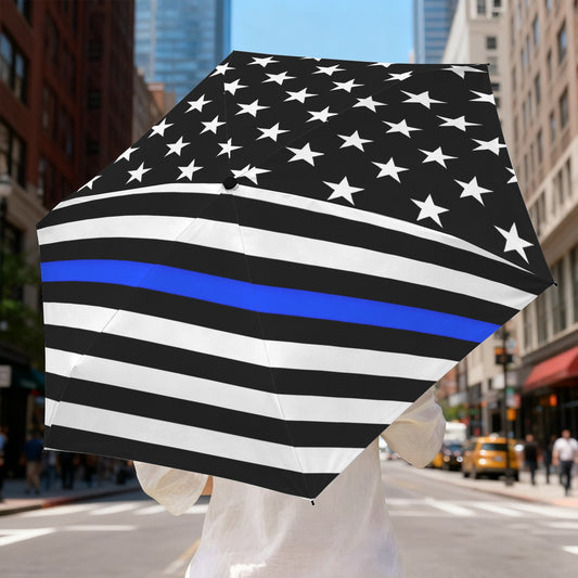 Thin Blue Line Flag Inspired Mini Compact Umbrella