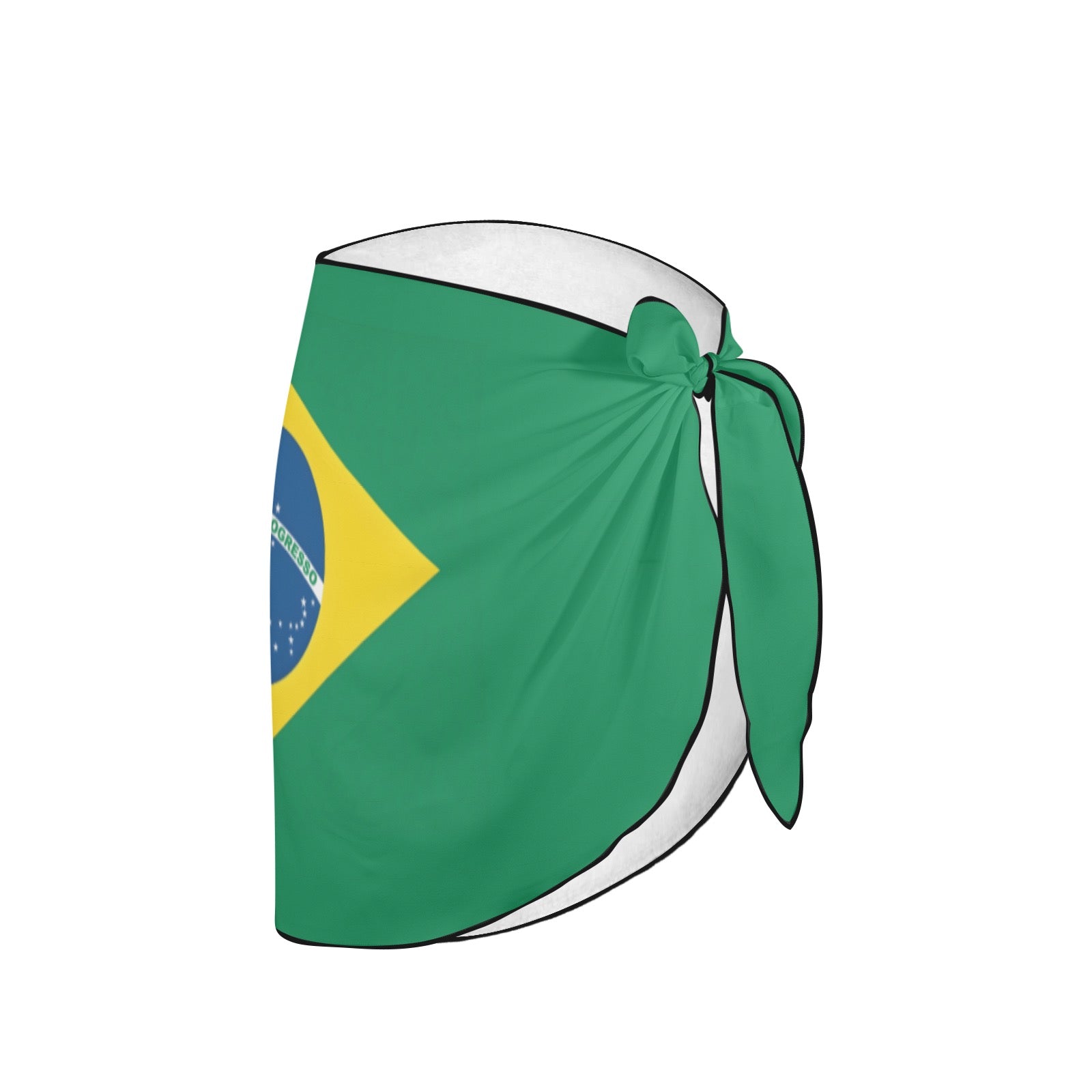 [Brand] green and yellow Brazilian flag print beach wrap.