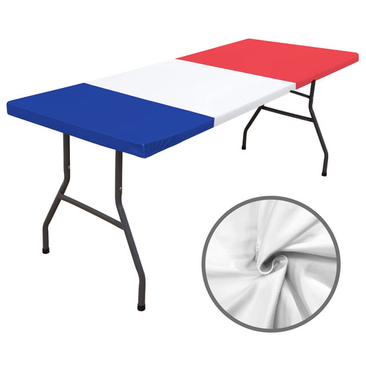 France Flag Inspired Custom Elastic Fitted Tablecloth 72x30 inch (Made in the USA)