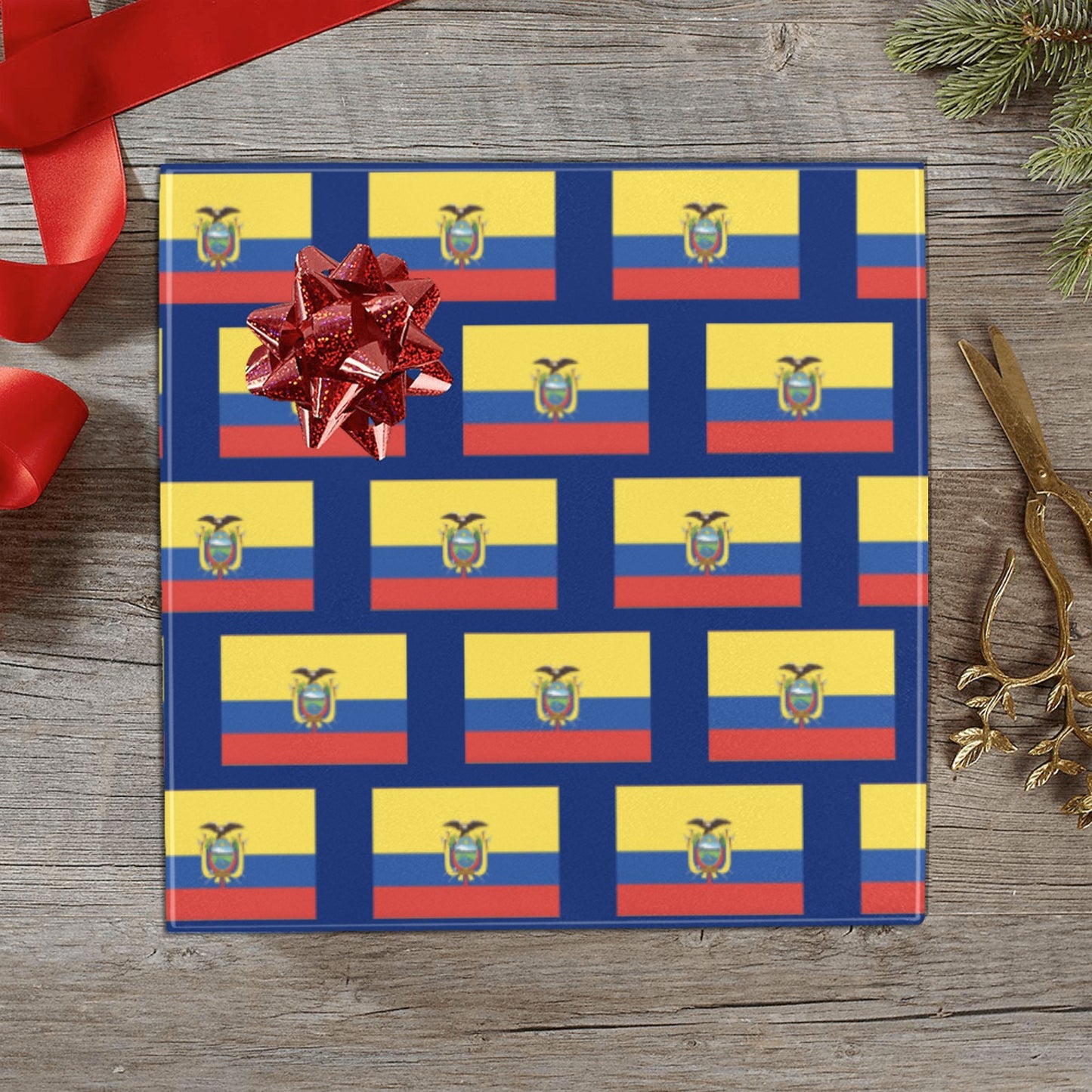 Ecuador Flag Custom Gift Wrapping Paper 58"x 22.5" (4 Rolls)