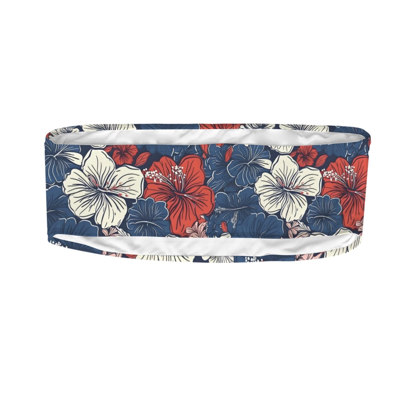 USA/American Flag Inspired Hawaiian Floral Pattern Flag Inspired Bandeau Tube Bikini Top