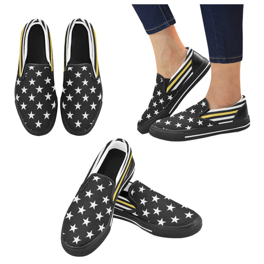 Thin Gold Line Flag Inspired Slip-on Canvas Kid's Shoes