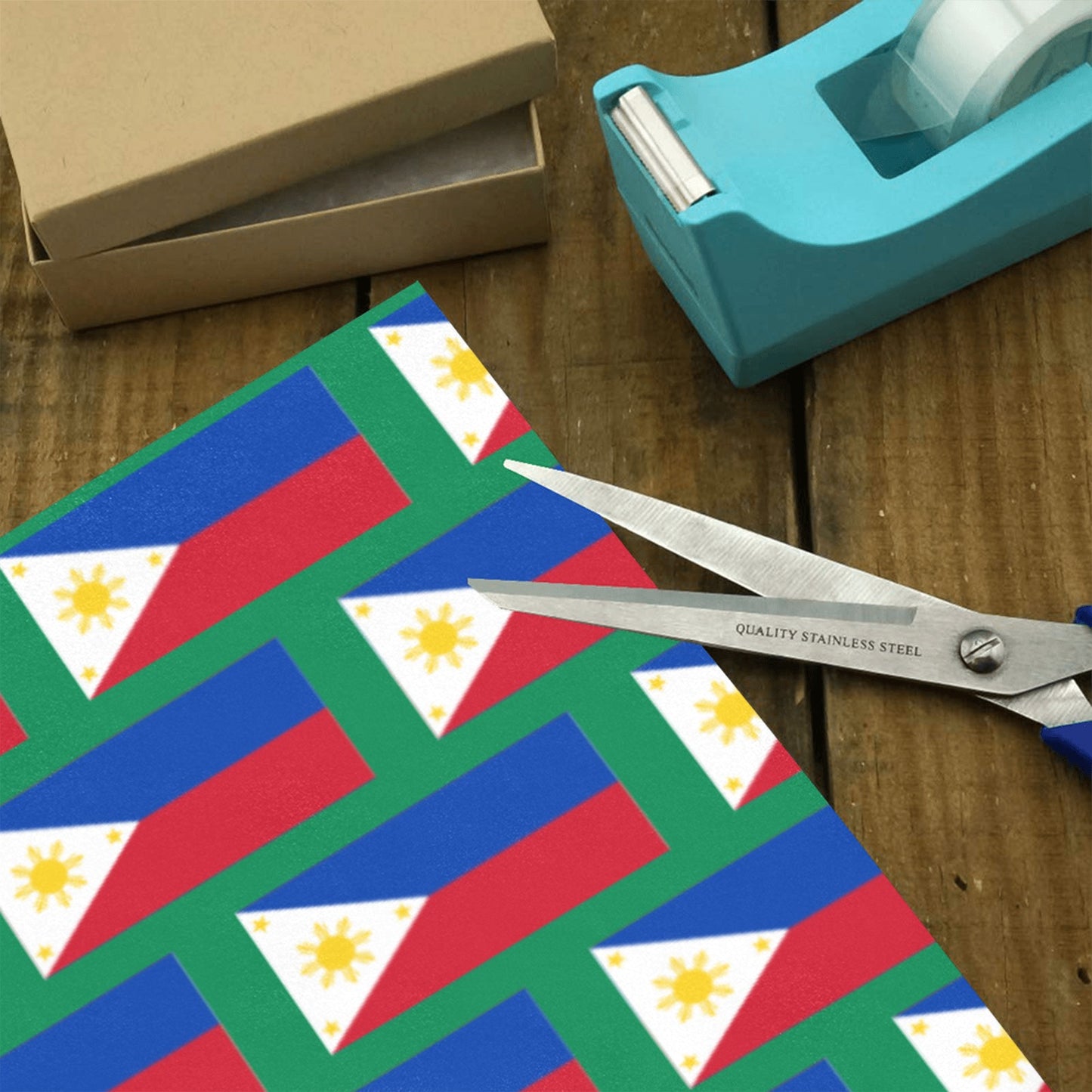 Philippines Flag Inspired Custom Gift Wrapping Paper 58"x 22.5" (4 Rolls)